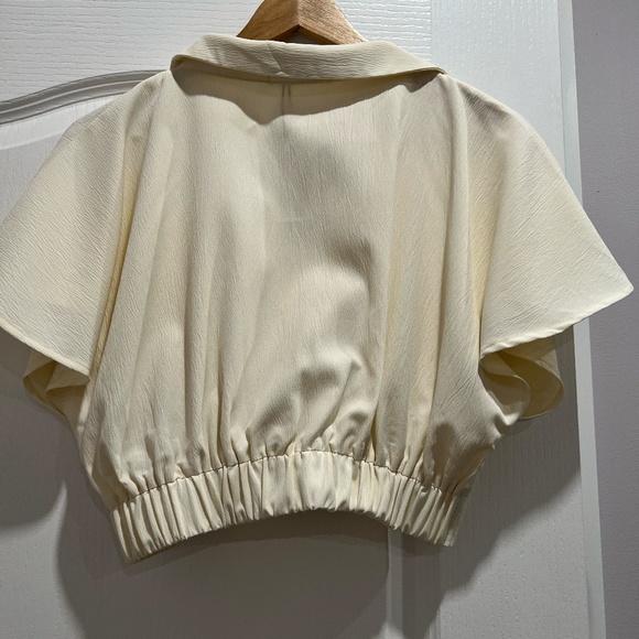 Cider Cream Coloured Collared Cropped Blouse - Picture 2 of 2